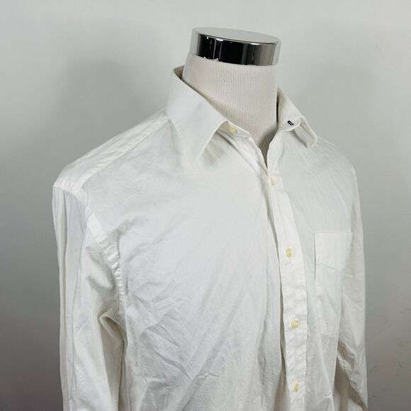 Tommy Hilfiger 15.5 34/35 Regular Fit Dress Shirt All White 100% Cotton Formal - Picture 1 of 5